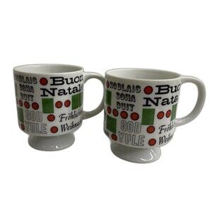 Set of Holt Howard HH Japan Christmas Glaedlig Coffee Tea Mugs Holiday Greetings